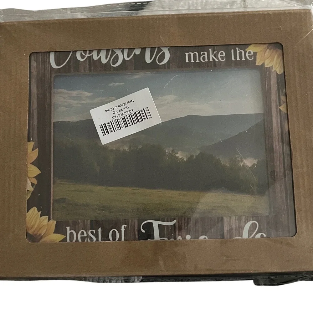 Cousins Make The Best Of Friends 5x7 Photo Frame Wood Rustic Farmhouse Sunflower
